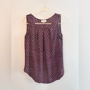LOFT Burgundy Printed Sleeveless Blouse